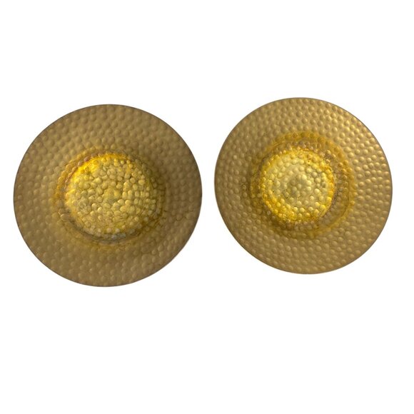 Vintage Hammered Brass Candle Holder Pillar Set - Picture 1 of 3